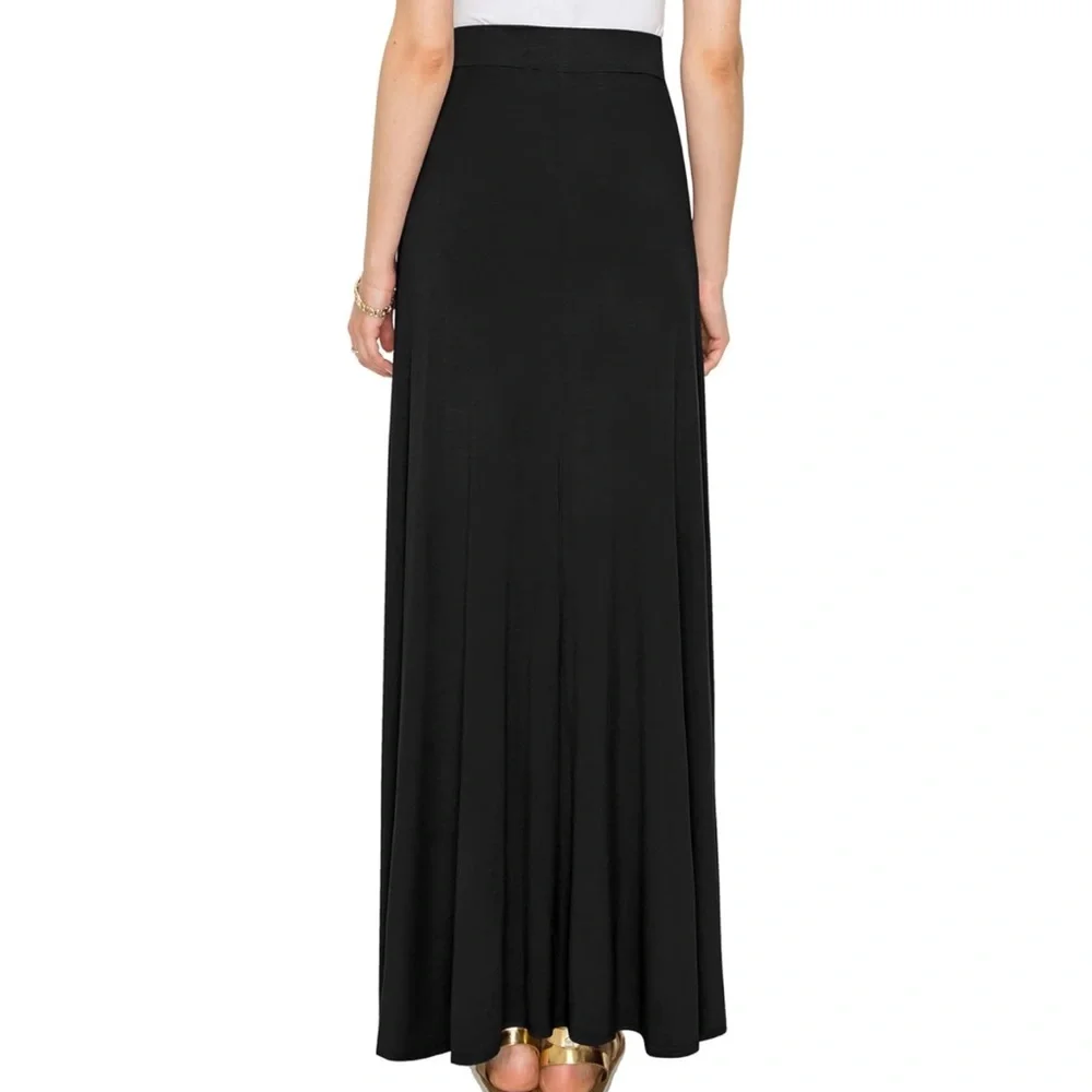 Women's Black Stretchy Maxi Skirt - Picture 2 of 6